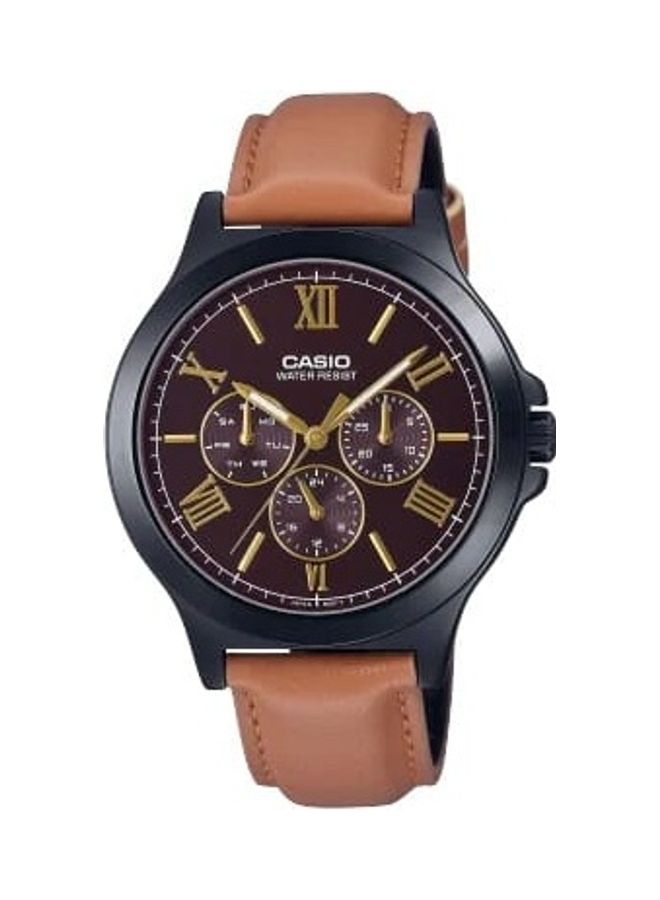 CASIO Men's Casio Watch Men Analog Multi Hands Red Dial Resin Band MTP-V300BL-5AUDF  - Image 1