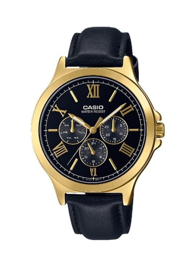 كاسيو ساعة كاسيو للرجال انالوج بعقارب متعددة ومينا اسود وبسوار جلدي MTP-V300BL-5AUDF - Image 1