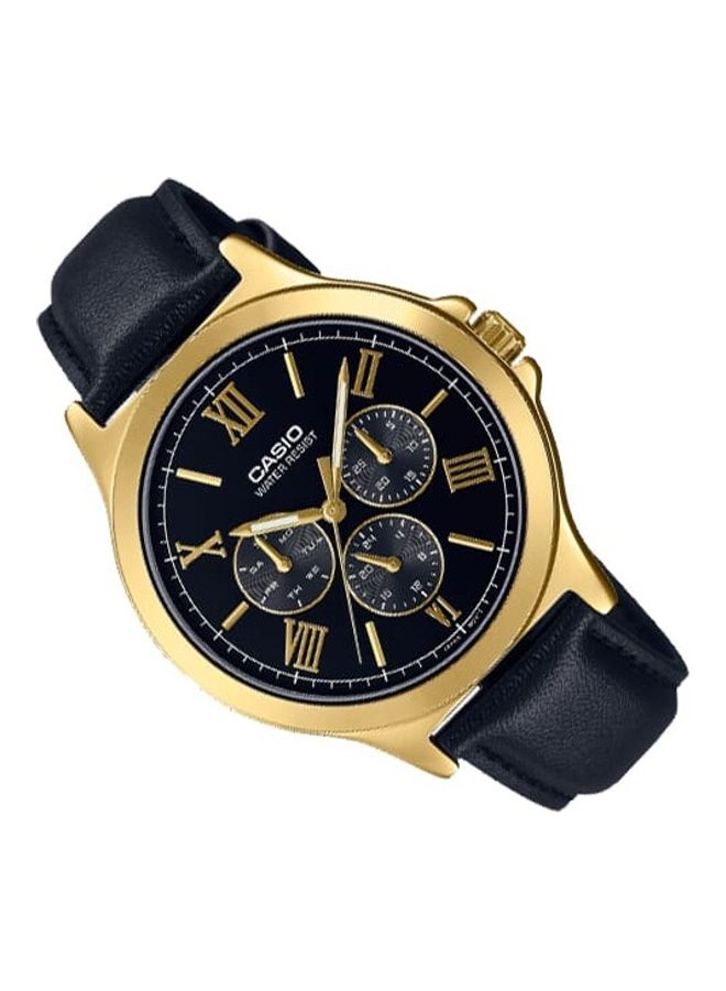 كاسيو ساعة كاسيو للرجال انالوج بعقارب متعددة ومينا اسود وبسوار جلدي MTP-V300BL-5AUDF - Image 2