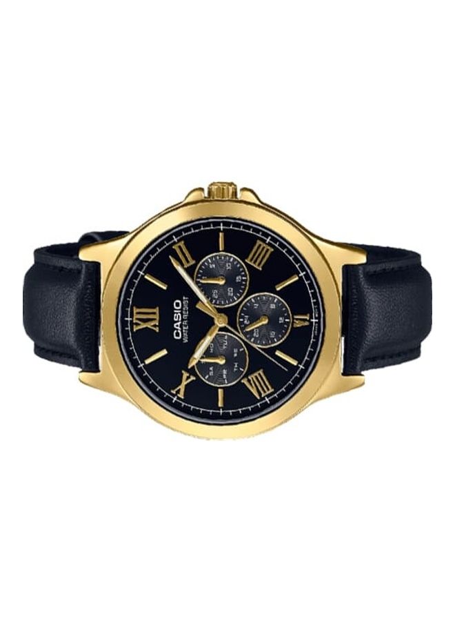 كاسيو ساعة كاسيو للرجال انالوج بعقارب متعددة ومينا اسود وبسوار جلدي MTP-V300BL-5AUDF - Image 3