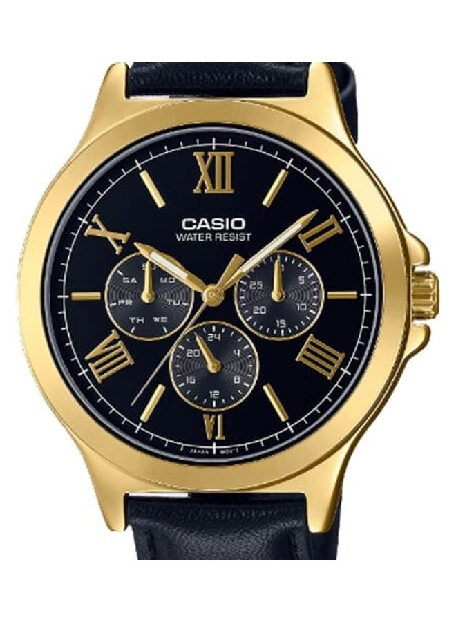 كاسيو ساعة كاسيو للرجال انالوج بعقارب متعددة ومينا اسود وبسوار جلدي MTP-V300BL-5AUDF - Image 4