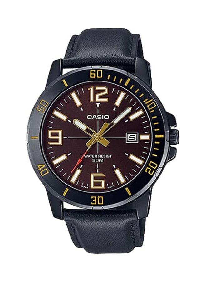 CASIO Men's Casio Watch Men Analog Blown Dial Leather Band MTP-VD01BL-5BVUDF - Image 1