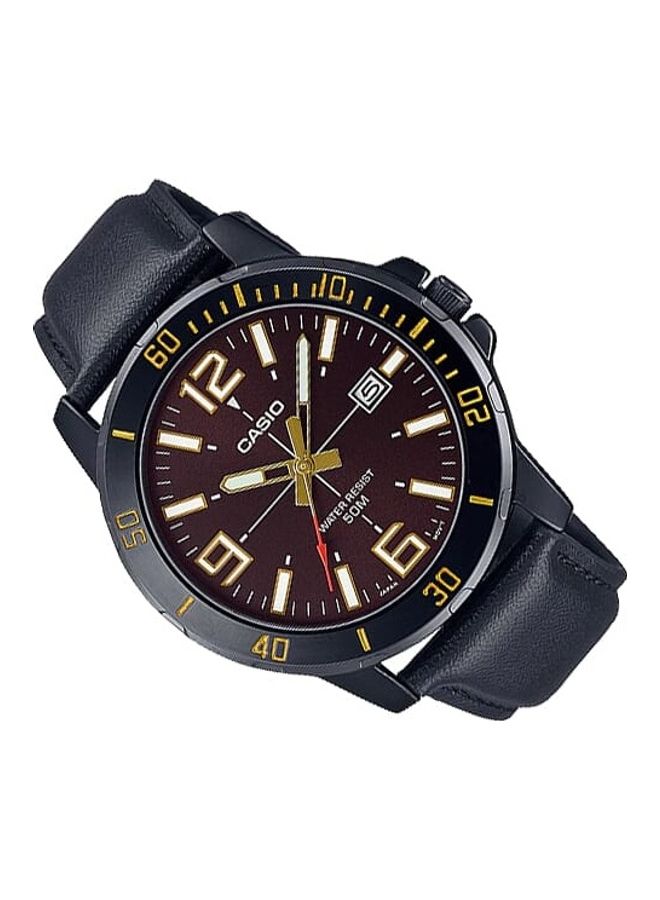 CASIO Men's Casio Watch Men Analog Blown Dial Leather Band MTP-VD01BL-5BVUDF - Image 2