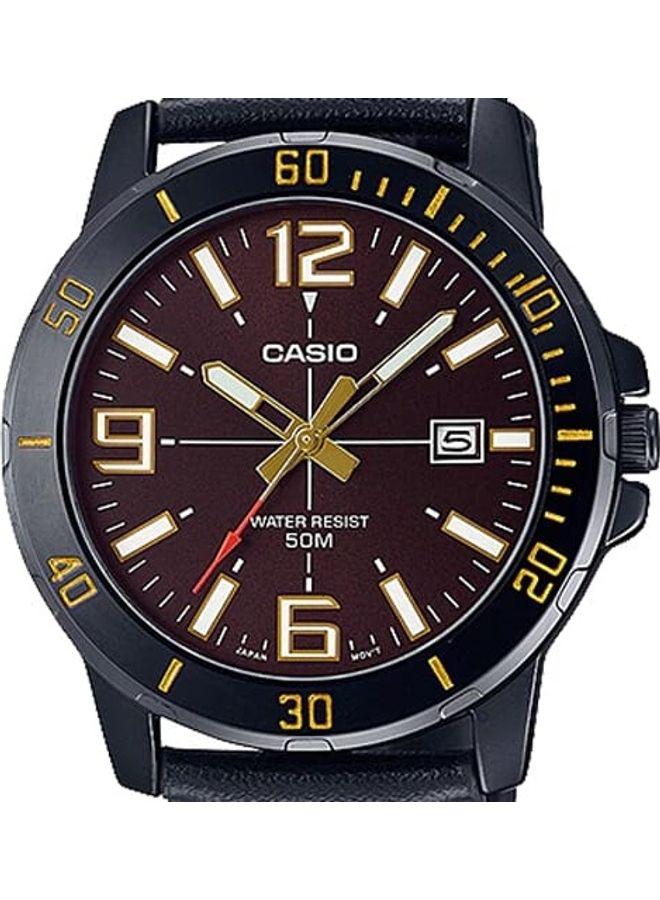 CASIO Men's Casio Watch Men Analog Blown Dial Leather Band MTP-VD01BL-5BVUDF - Image 4