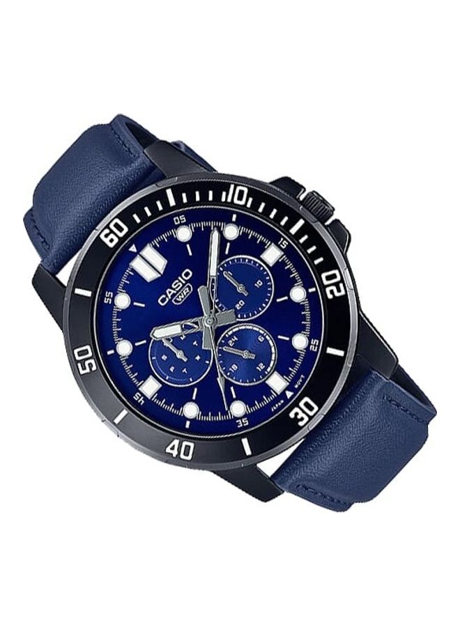 Men's Casio Watch Men Analog Multi Hands Blue Dial Leather Band MTP-VD300BL-2EUDF.
