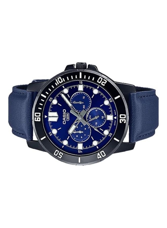 Men's Casio Watch Men Analog Multi Hands Blue Dial Leather Band MTP-VD300BL-2EUDF.