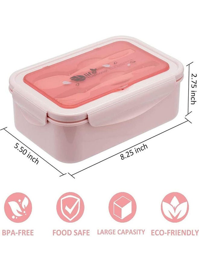 Arabest - 3-Grid Lunch Box With Lid Plastic Pink 21x14x7cm - Image 1