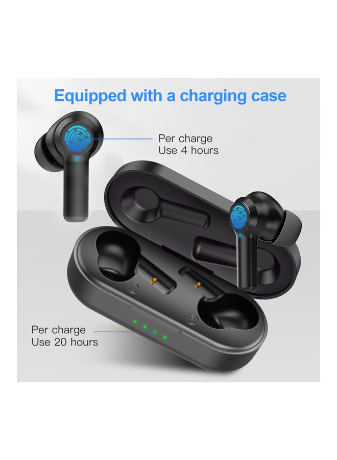 سماعة إيربادز لاسلكية تعمل بتقنية البلوتوث 5.0 لون أسود. - Image 3