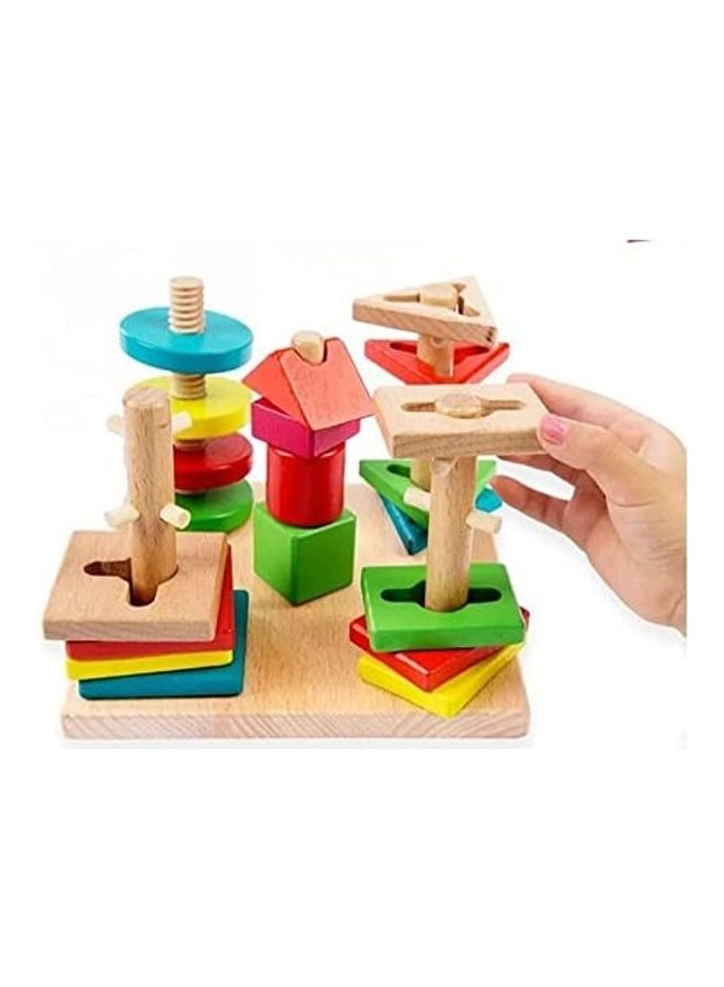 Baby love Wooden Educational Building Blocks Five-Layer Set 15x15cm - Image 3