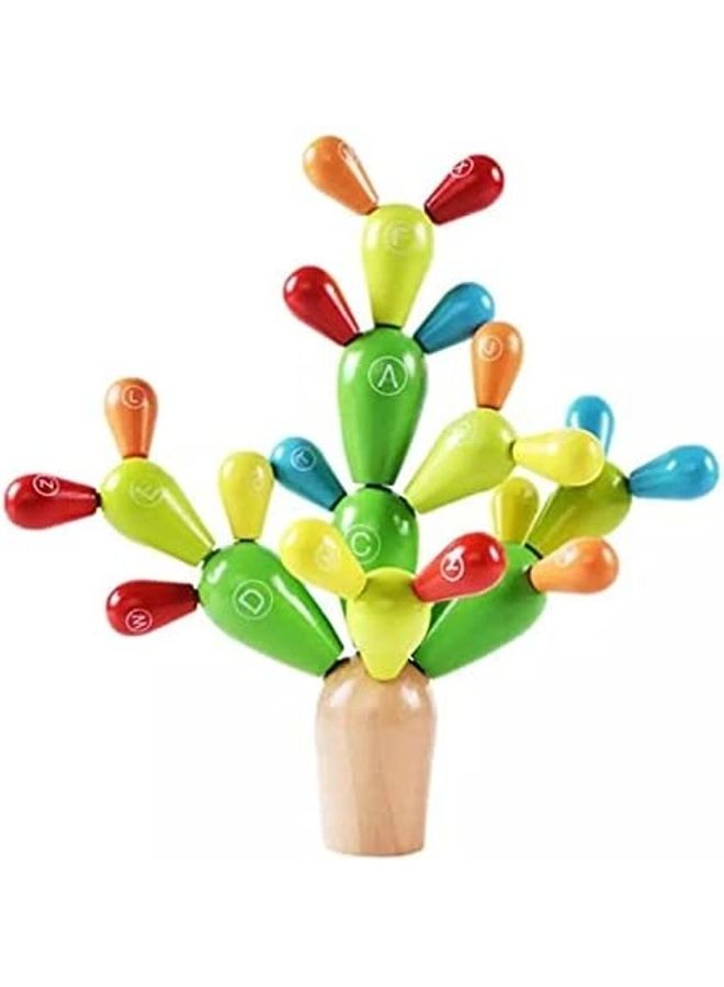 Baby love - Wooden Early Educational Learning Cactus Shape Building Blocks For Kids, 3+ Years 20x5.3x18cm - Image 1