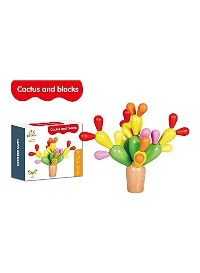 Baby love - Wooden Early Educational Learning Cactus Shape Building Blocks For Kids, 3+ Years 20x5.3x18cm - Image 1