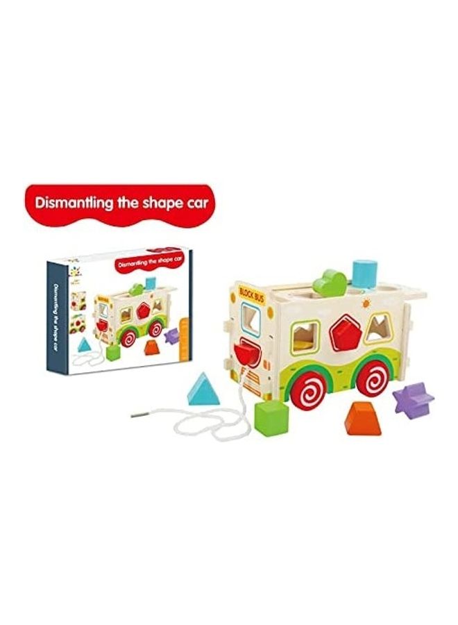 Baby love - Wooden Block Bus Shape Sorter With Tangram 22.5x11.5x14.8cm - Image 1