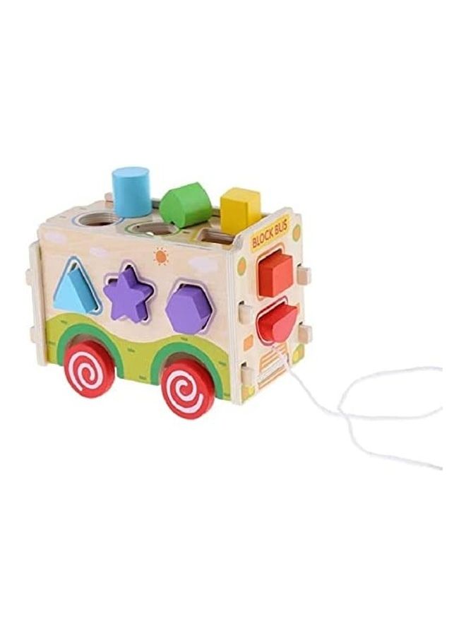 Baby love - Wooden Block Bus Shape Sorter With Tangram 22.5x11.5x14.8cm - Image 1