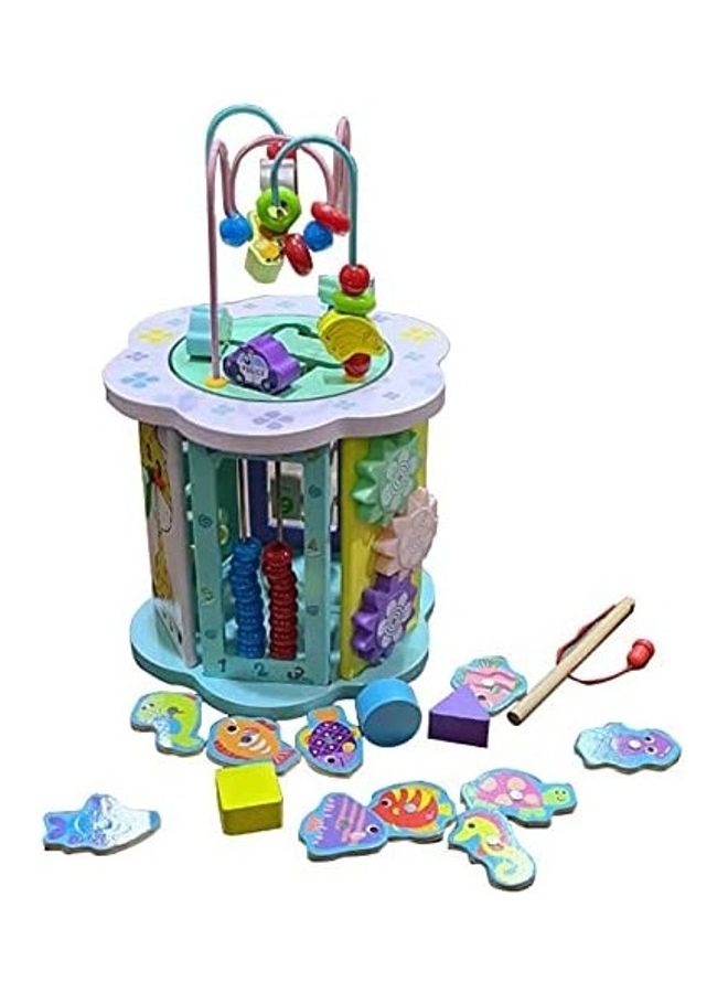 Baby love Wooden Activity Cube House Gear Four-Sided 21.5x20x19.8cm - Image 1