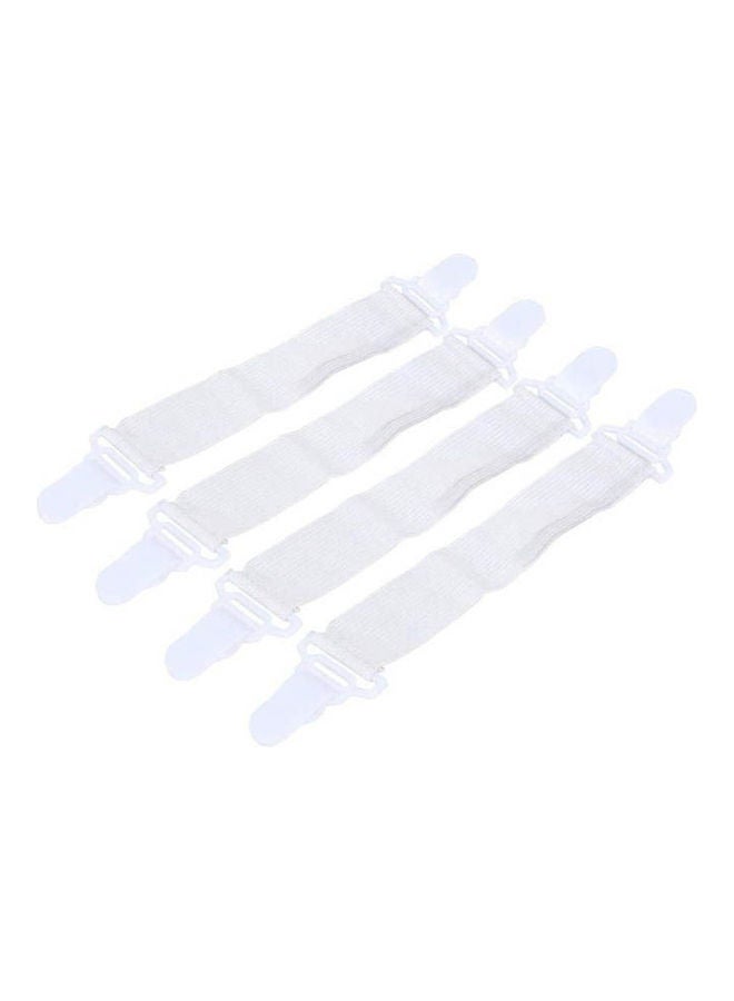 4pec Bed Sheet Grippers Clip Holder Fasteners Set Elastic White