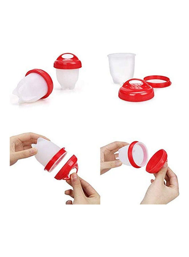 Generic - 6 Pcs Set Egg Cooker Silicone Boiler Hard Boil Egg Container Mold Red - Image 1