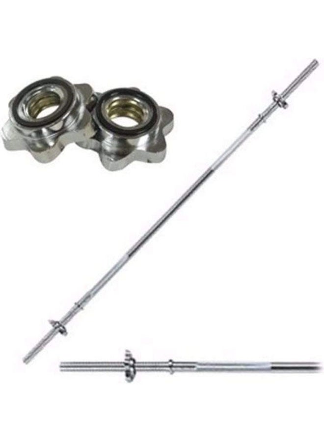 Weight Lifting Bar With Chrome Spin Lock Exercise Bar 110cm - Image 2