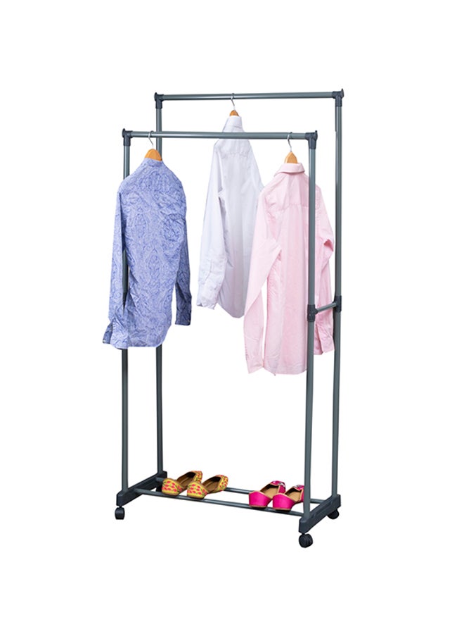 دبيلو تي- إيزي كير منظم خزانة الملابس بقضيبين معلقين من الستيل رمادي/أسود 74.5x39x157سم - Image 2