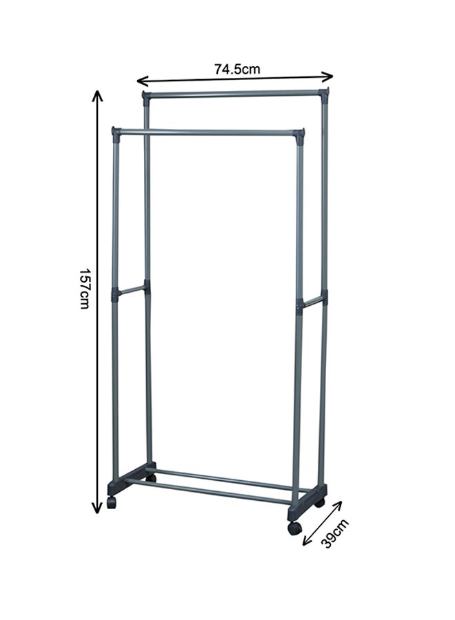 دبيلو تي- إيزي كير منظم خزانة الملابس بقضيبين معلقين من الستيل رمادي/أسود 74.5x39x157سم - Image 3