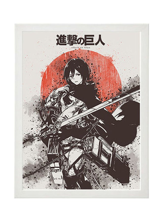 إم إي سي لوحة فنية رقمية بإطار ورسمة شخصية ميكاسا أكريمان من مسلسل "Attack On Titan" متعدد الألوان 30x40سم