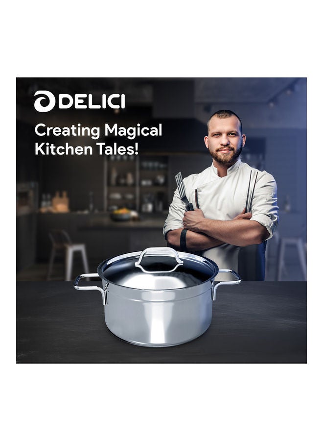 DELICI Stainless Steel Sauce Pan 24cm (DSPD 24W), 304 Grade, Non-Stick Interior, Oven Safe, Dishwasher Safe, Premium Lid, Ergonomic Handle Stainless Steel 24cmcm  - Image 3