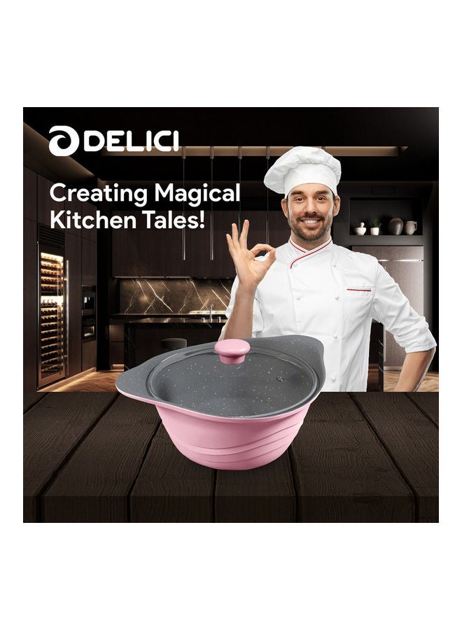 Sauce Pan With Tempered Air Vent Glass Lid Pink 20cm