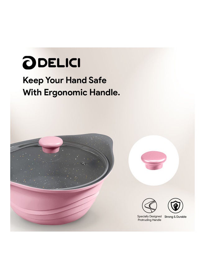 Sauce Pan With Tempered Air Vent Glass Lid Pink 20cm
