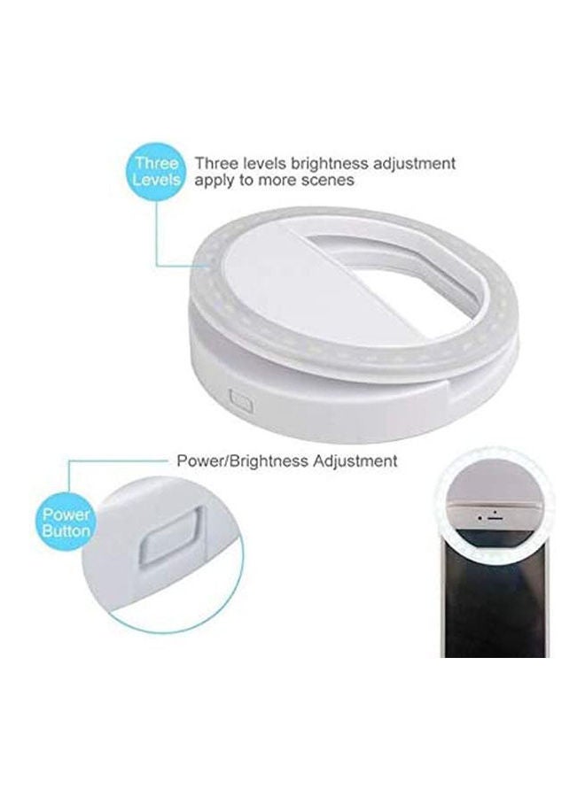 Selfie Ring Light Rechargeable Portable Clip-On Selfie Fill Light With 36 Led For Iphone/Android Smart Phone Photography Camera Video White  - Image 2