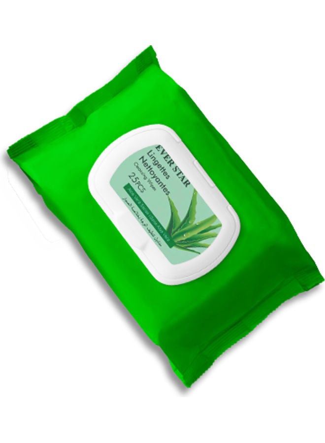Ever star 25-Piece Aloe Vera Make Up Remover Wet Wipes White  - Image 1