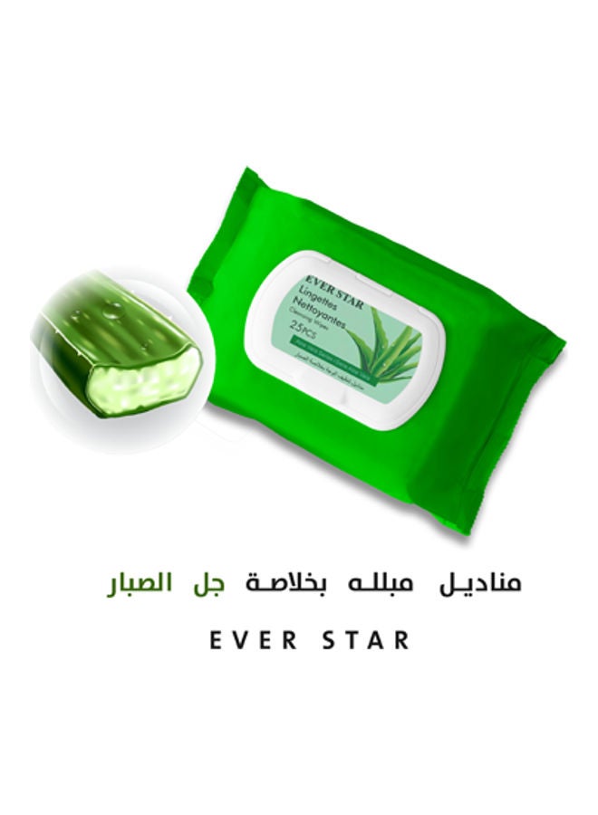 Ever star 25-Piece Aloe Vera Make Up Remover Wet Wipes White  - Image 2