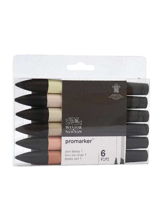 6-Piece Twin Tip Promarker Skin Tones Graphic Art Marker Multicolour - v1642329109/N48454670A_1