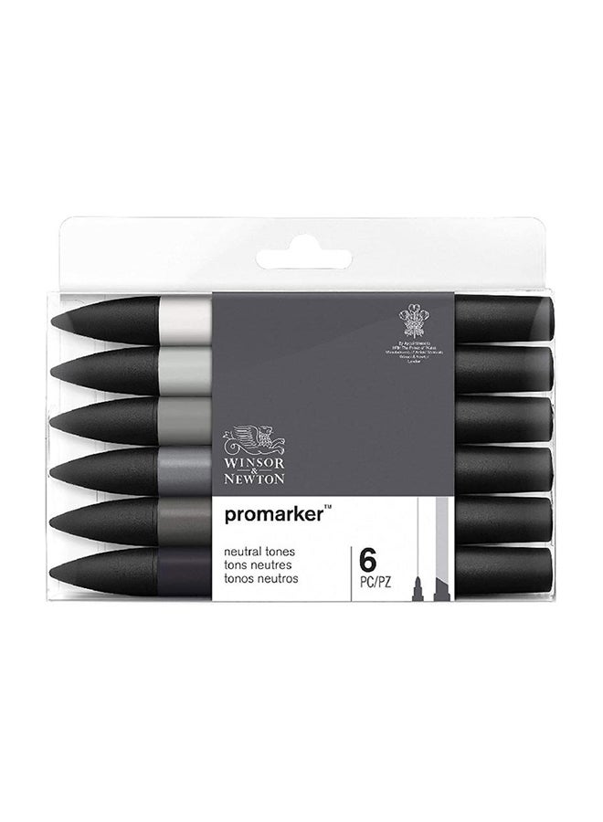 6-Piece Twin Tip Promarker Neutral Tones Graphic Art Marker Multicolour - v1642329111/N48454677A_1