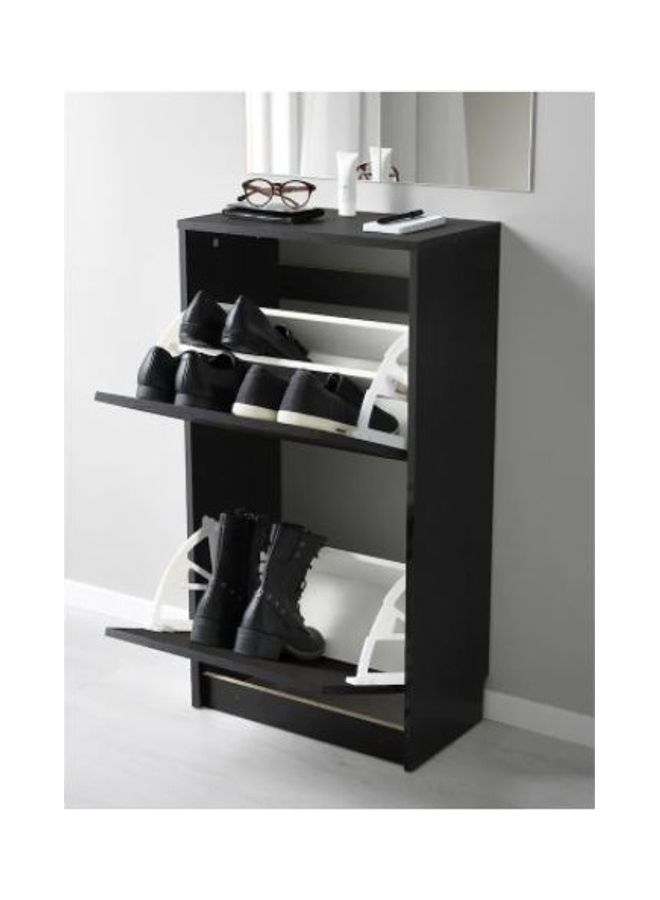 Generic Shoe Cabinet With 2 Compartments Brown 49x28x93cm  - Image 2