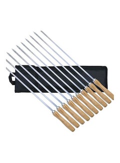 Grill Skewers With Wood Handle, 10 Pcs Beige 41x0.5cm
