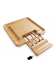 Sharpdo Bamboo Cheese Board With Drawer Brown 33x33x3.5cm  - Image 1