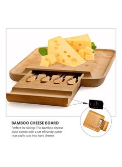 Sharpdo Bamboo Cheese Board With Drawer Brown 33x33x3.5cm  - Image 3