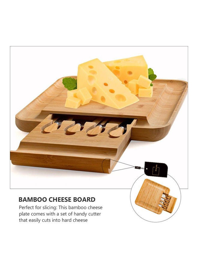 Sharpdo Bamboo Cheese Board With Drawer Brown 33x33x3.5cm  - Image 3