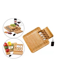 Sharpdo Bamboo Cheese Board With Drawer Brown 33x33x3.5cm  - Image 4