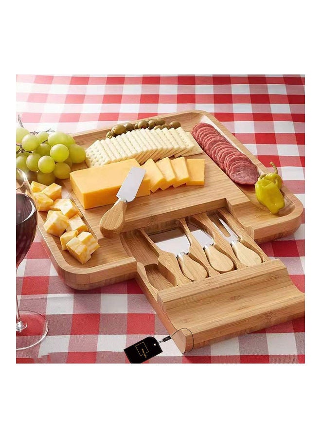 Bamboo Cheese Board With Drawer Brown 33x33x3.5cm - v1642394189/N52422227A_2