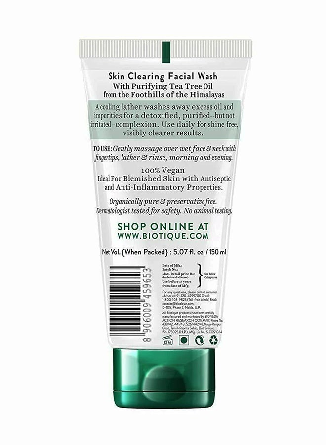 Biotique - Tea Tree Skin Clearing Face Wash Green 150ml - Image 1