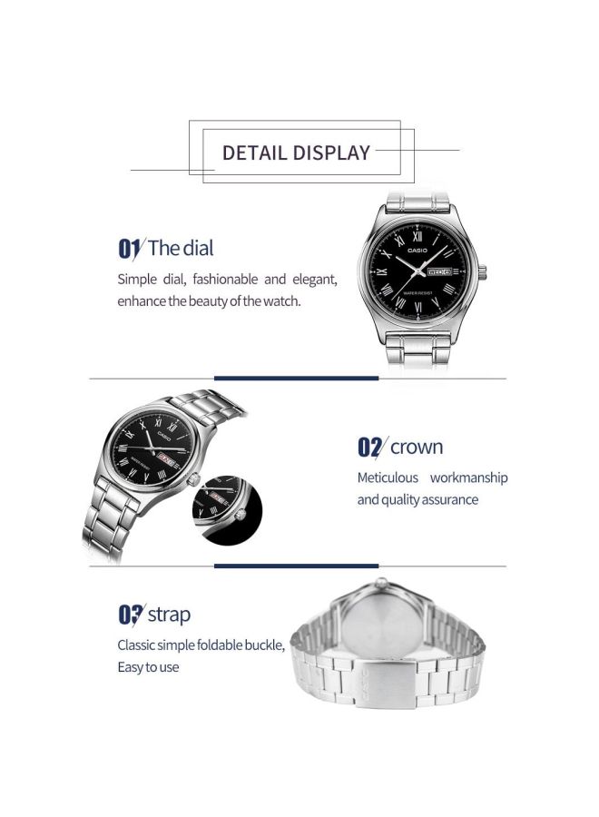 CASIO Men's Dress Analog Watch MTP-V006D-1B - 42 mm - Silver - Image 2