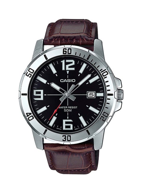 Men's Leather Analog Watch MTP-VD01L-1BVUDF - 45 mm - Brown