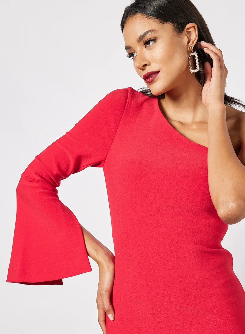 forever new Flared One Sleeve Bodycon Dress Red