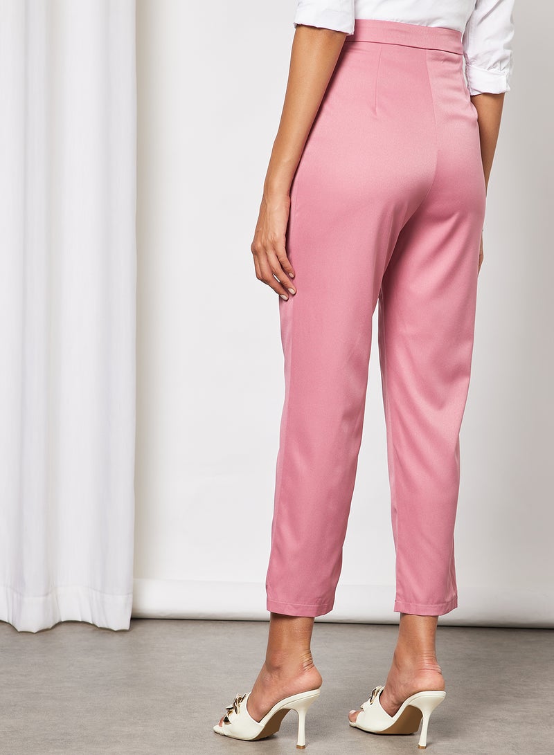 Aila - High Waist Wide Leg Pants With Belt Pruple - Image 1