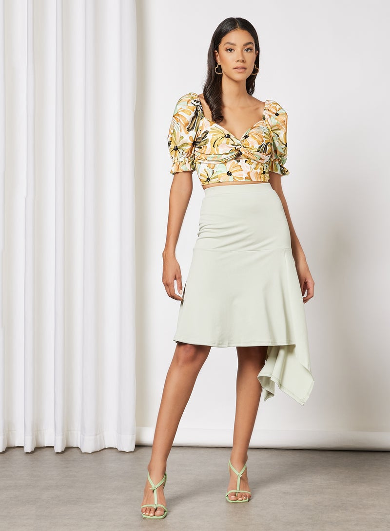 Aila Solid Irregular Skirt Mint  - Image 4