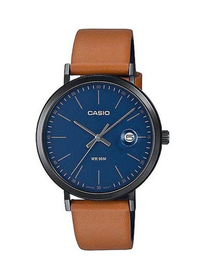 كاسيو Men's Leather Analog Watch MTP-E175BL-2EVDF - Image 1