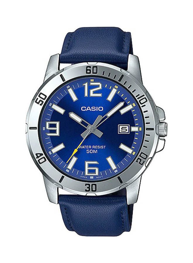 CASIO Men's Leather Analog Watch MTP-VD01L-2BV - Image 1