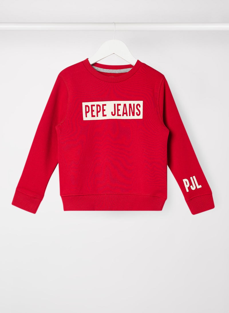 Pepe Jeans LONDON - Kids Jamie Logo Sweatshirt Red - Image 1