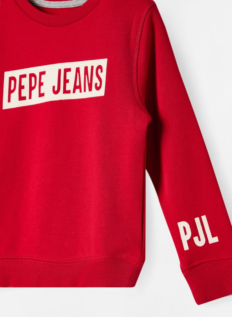 Pepe Jeans LONDON - Kids Jamie Logo Sweatshirt Red - Image 1