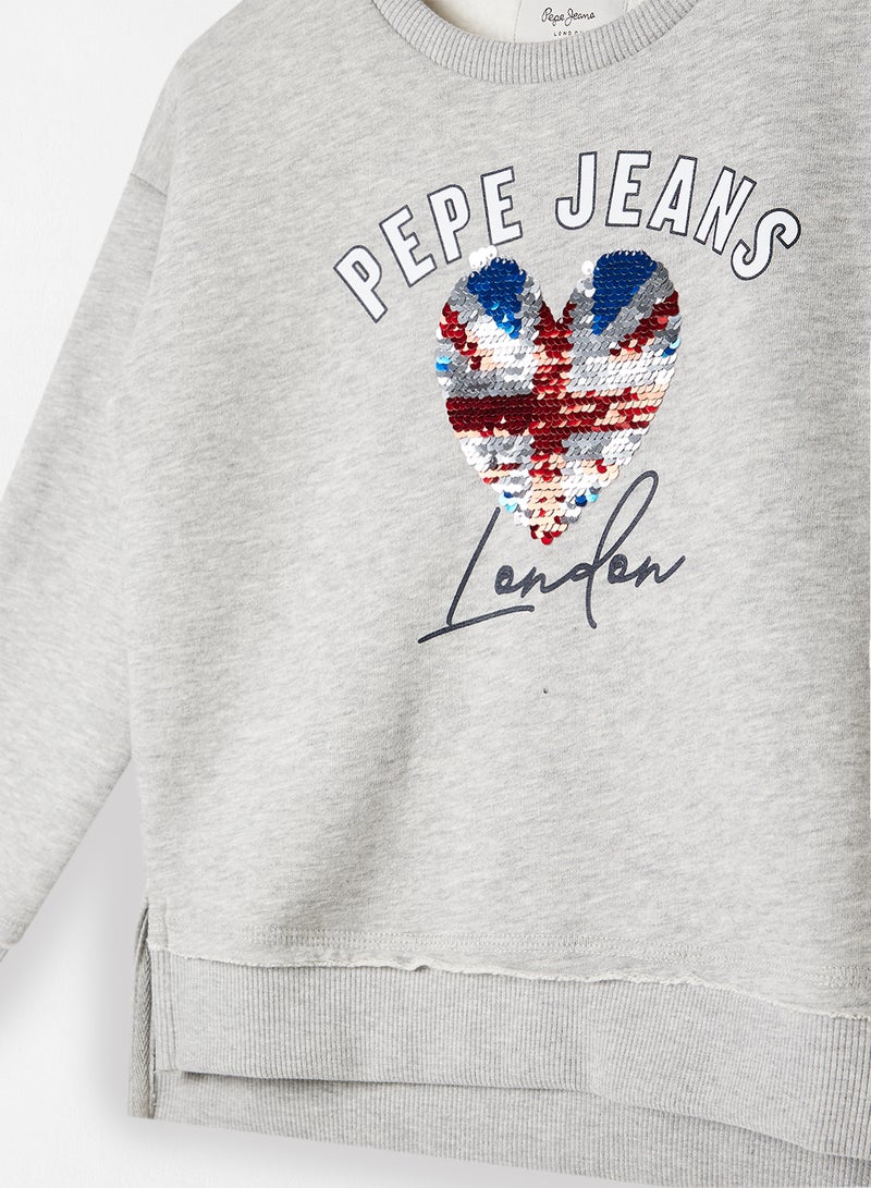 Pepe Jeans LONDON - Kids Danielle Sweatshirt Grey - Image 1